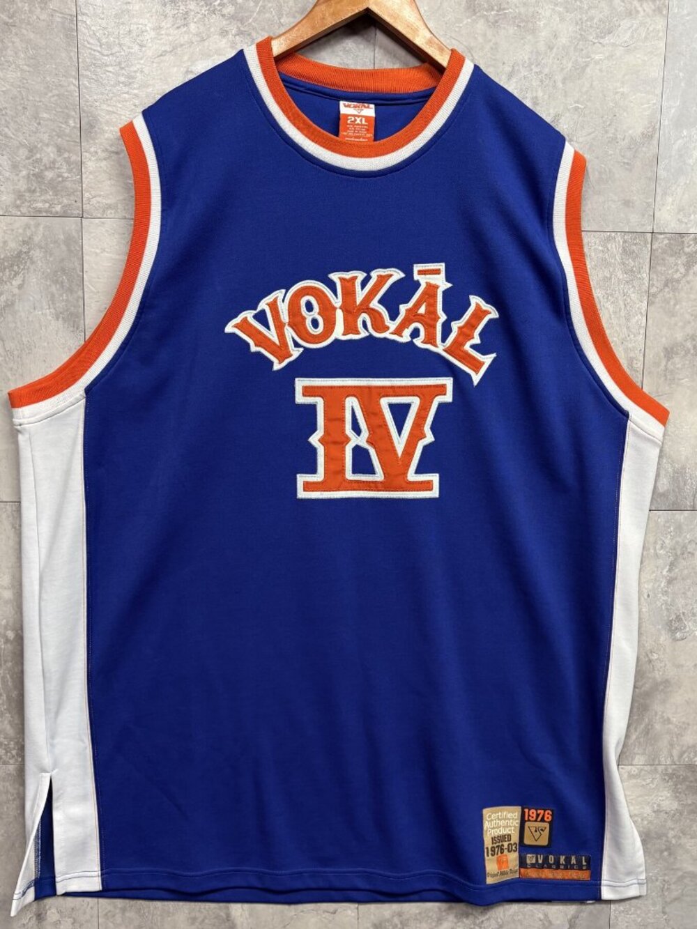 Vokal Classic Basketball Jersey Men's 2XL Blue Orange IV Stitched Y2K Hip Hop - Picture 2 of 9